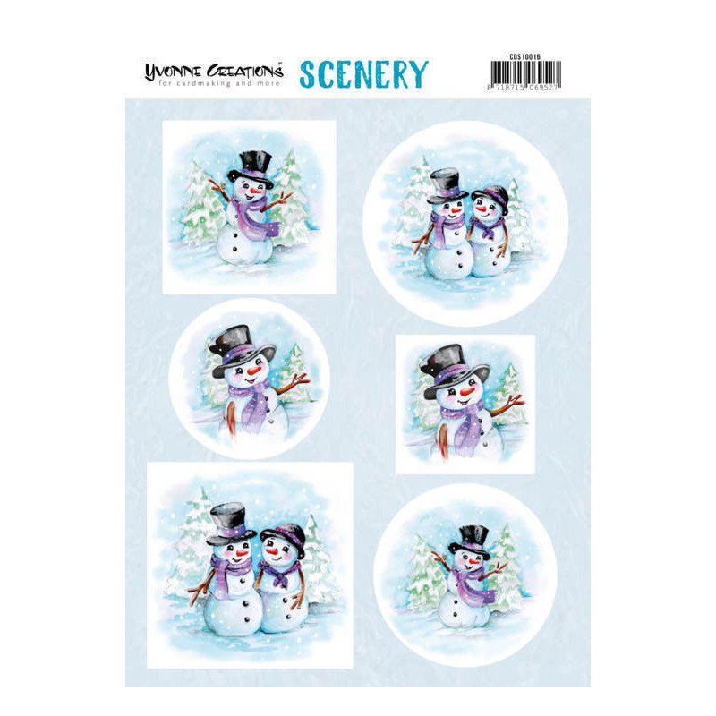 Pushout - Yvonne Creations - Scenery - Happy Snowmen - CDS10016