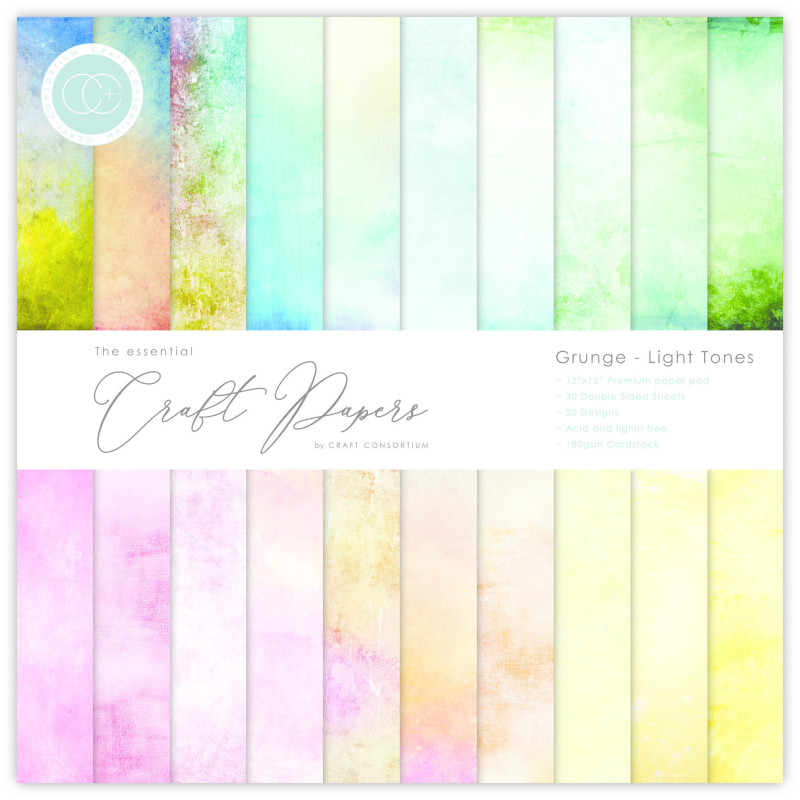 Craft Consortium - Papirblok 30x30 - Grunge Light Tones - CCEPAD008