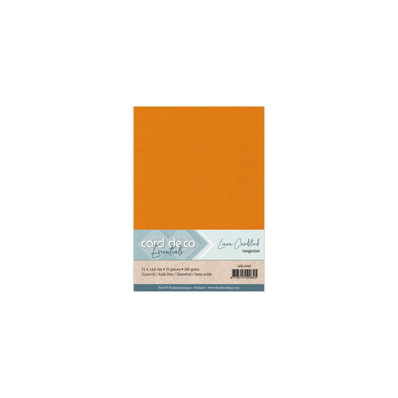 Card Deco Essentials - Linen Cardstock A5 - Tangerine