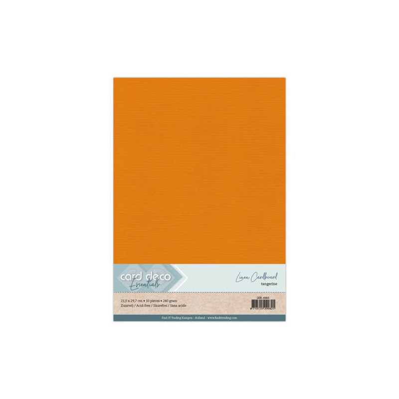 Card Deco Essentials - Linen Cardstock A4 - Tangerine