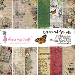 Dress My Craft - Papirblok 6x6 - Botanical Scripts