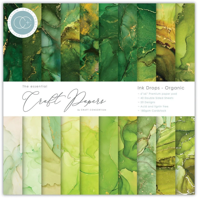 Craft Consortium - Papirblok 15x15 - Ink Drops Organic - CCEPAD027B