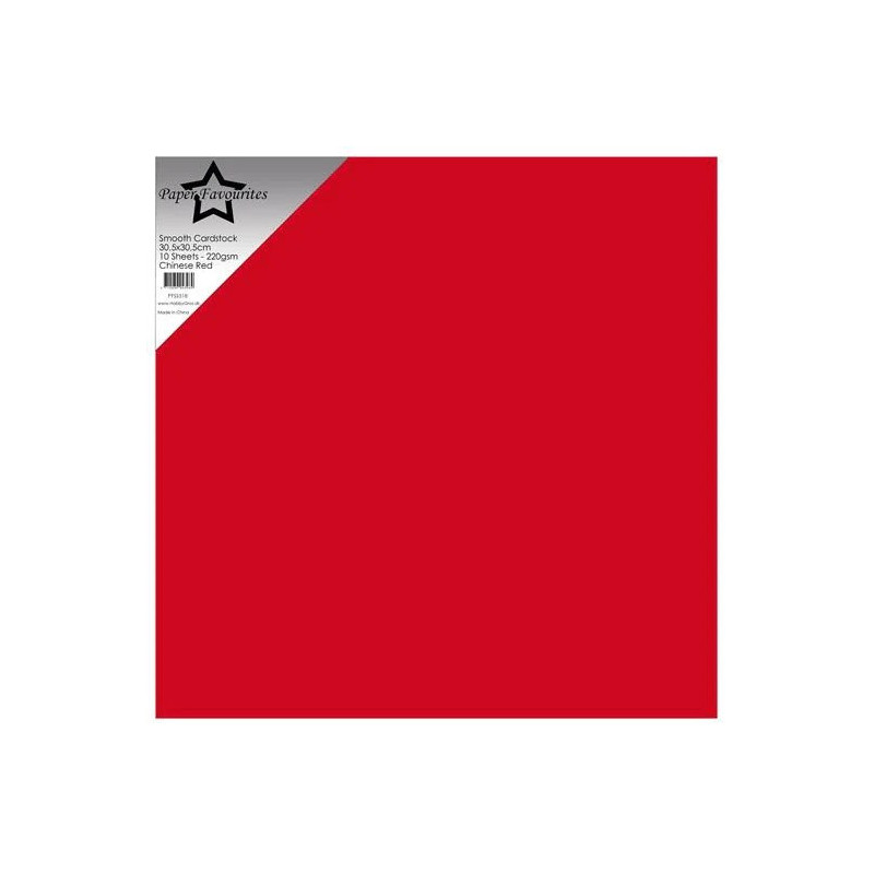 Paper Favourites - Smooth Cardstock 30.5x30.5 cm - Chinese Red - PFSS518