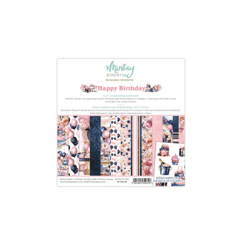 Mintay Papers - Papirblok 15x15 - Happy Birthday