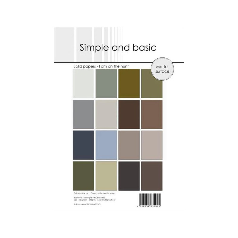 Simple And Basic - Papirpakke A5 - Solid Papers - I Am On The Hunt - SBP963