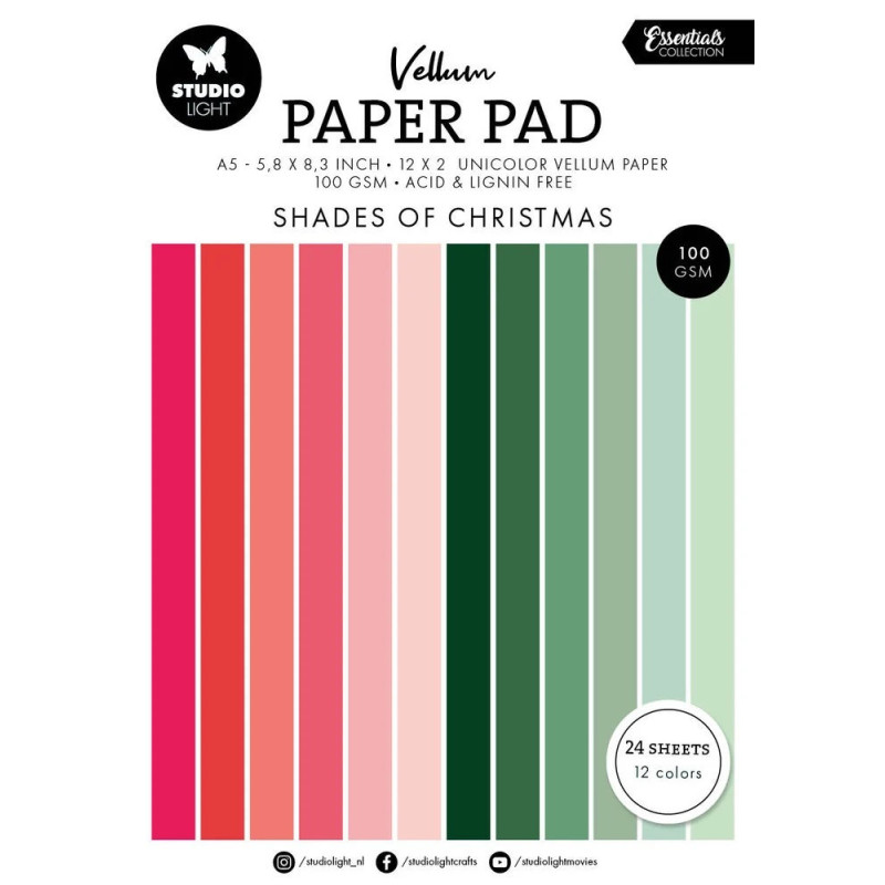 Studio Light - Paper Pad A5 Vellum - Shades Of Christmas