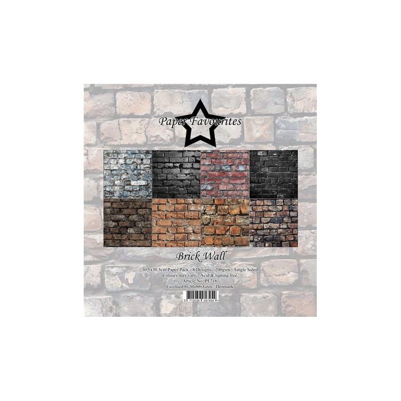 Paper Favourites - Papirpakke 30.5x30.5 - Brick Wall - PF716