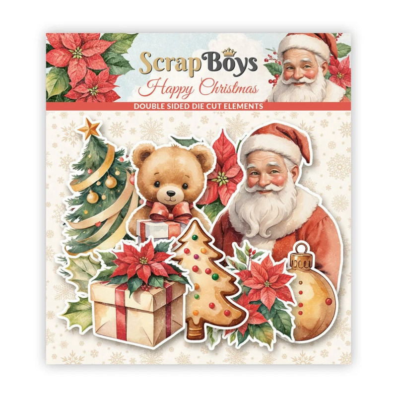 ScrapBoys - Double Sided Die Cut Elements - Happy Christmas