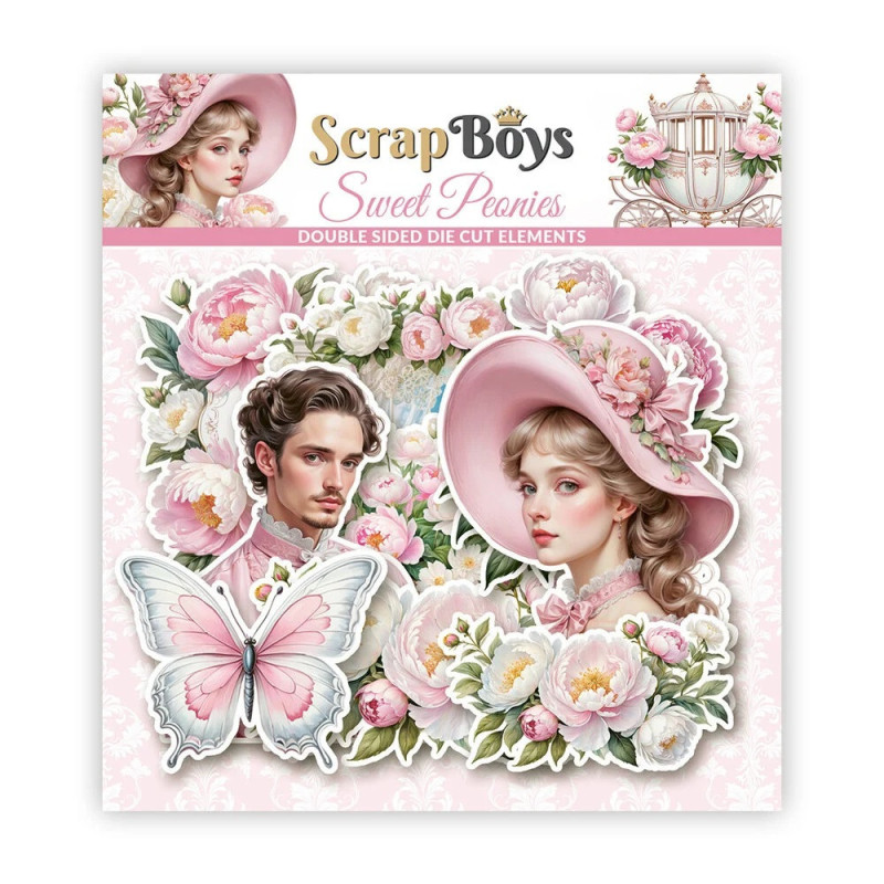ScrapBoys - Double Sided Die Cut Elements - Sweet Peonies