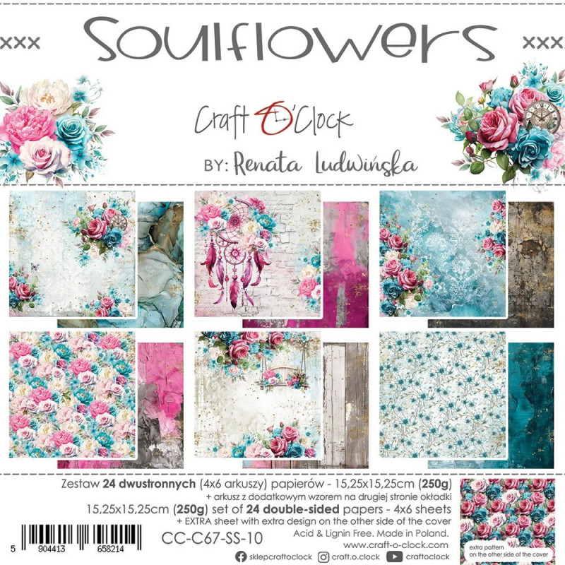 Craft O'Clock - Papirpakke 15x15 - Soulflowers