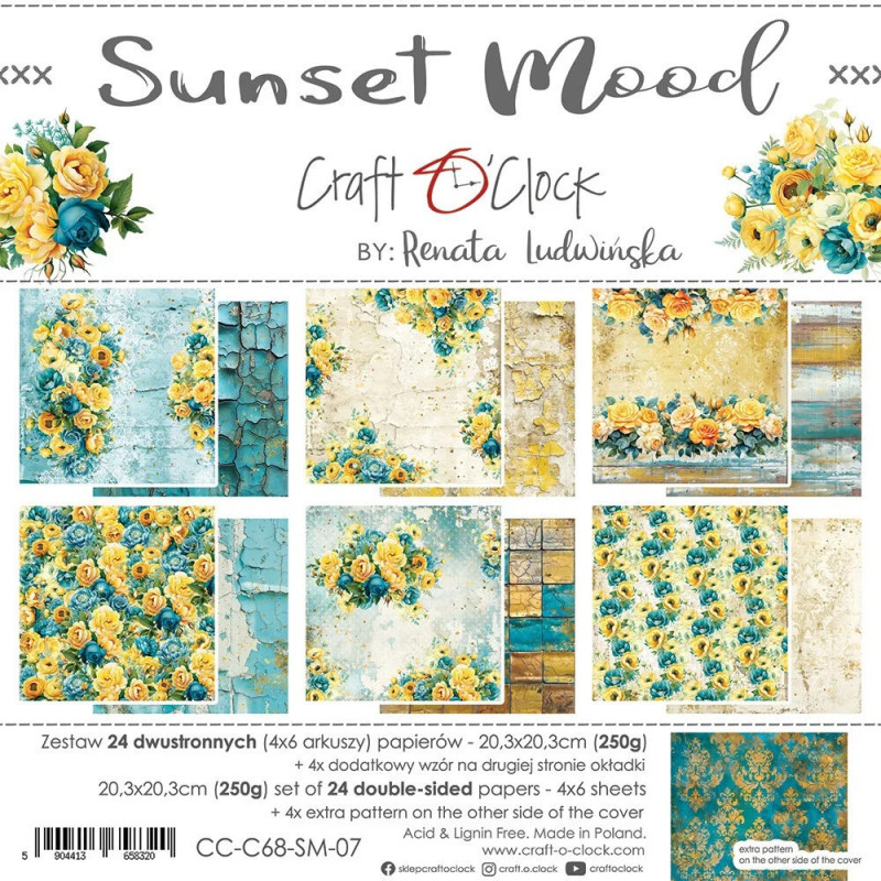 Craft O'Clock - Papirpakke 20x20 - Sunset Mood
