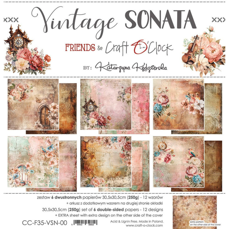 Craft O'Clock - Papirpakke 30x30 - Vintage Sonata