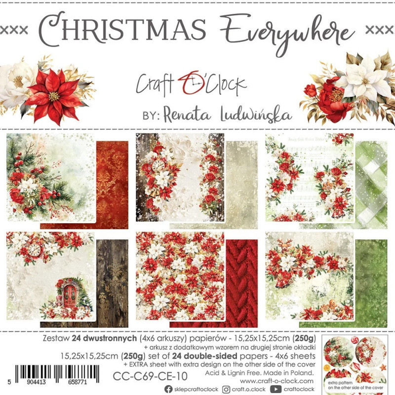 Craft O'Clock - Papirpakke 15x15 - Christmas Everywhere