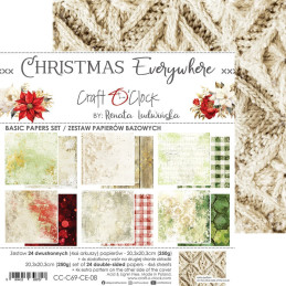 Craft O'Clock - Papirpakke 20x20 - Christmas Everywhere - Basic
