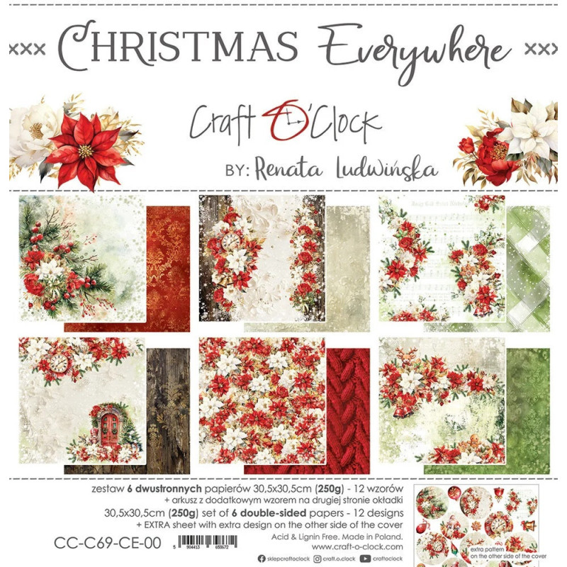 Craft O'Clock - Papirpakke 30x30 - Christmas Everywhere