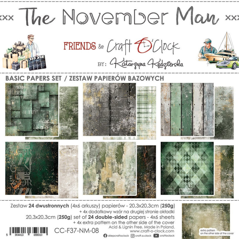 Craft O'Clock - Papirpakke 20x20 - The November Man - Basic