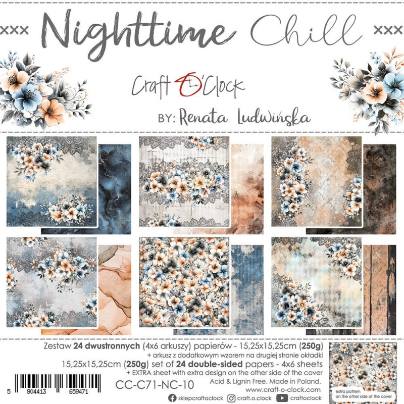Craft O'Clock - Papirpakke 15x15 - Nighttime Chill