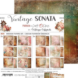 Craft O'Clock - Papirpakke 20x20 - Vintage Sonata - Mix