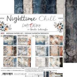 Craft O'Clock - Papirpakke 20x20 - Nighttime Chill - Mix