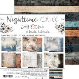 Craft O'Clock - Papirpakke 20x20 - Nighttime Chill - Mix