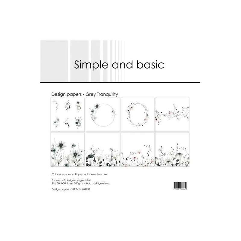 Simple And Basic - Papirpakke 30.5x30.5 - Grey Tranquility - SBP742