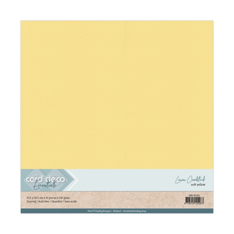 Card Deco Essentials - Linen Cardstock SC - Soft Yellow