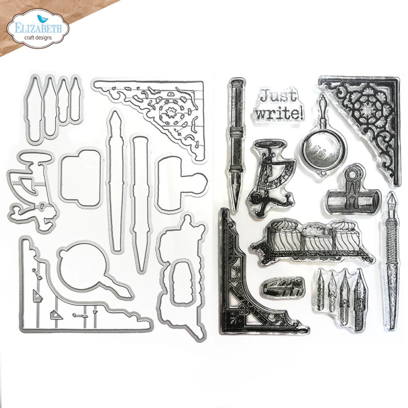 Elizabeth Craft Designs - Stamp And Die Set - Art Journal Specials - Just Write