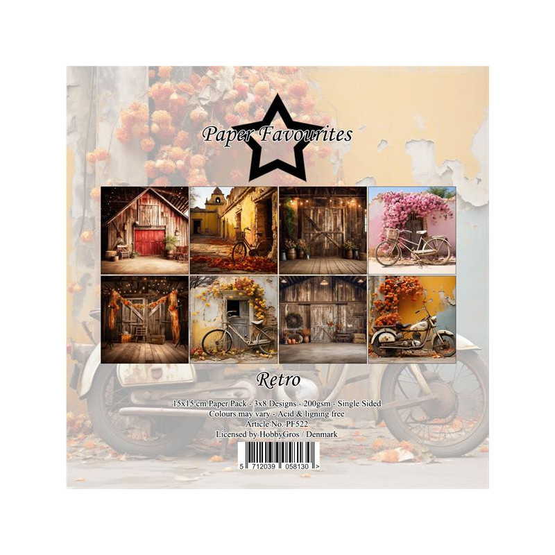 Paper Favourites - Papirpakke 15x15 - Retro - PF522