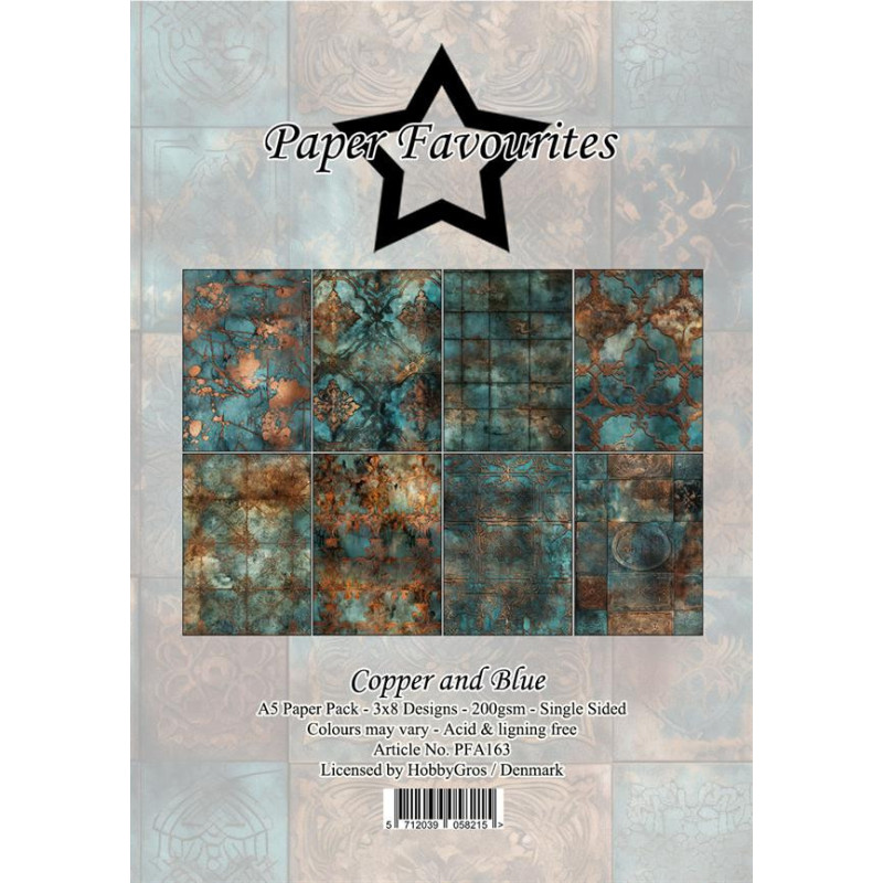 Paper Favourites - Papirpakke A5 - Copper And Blue - PFA163