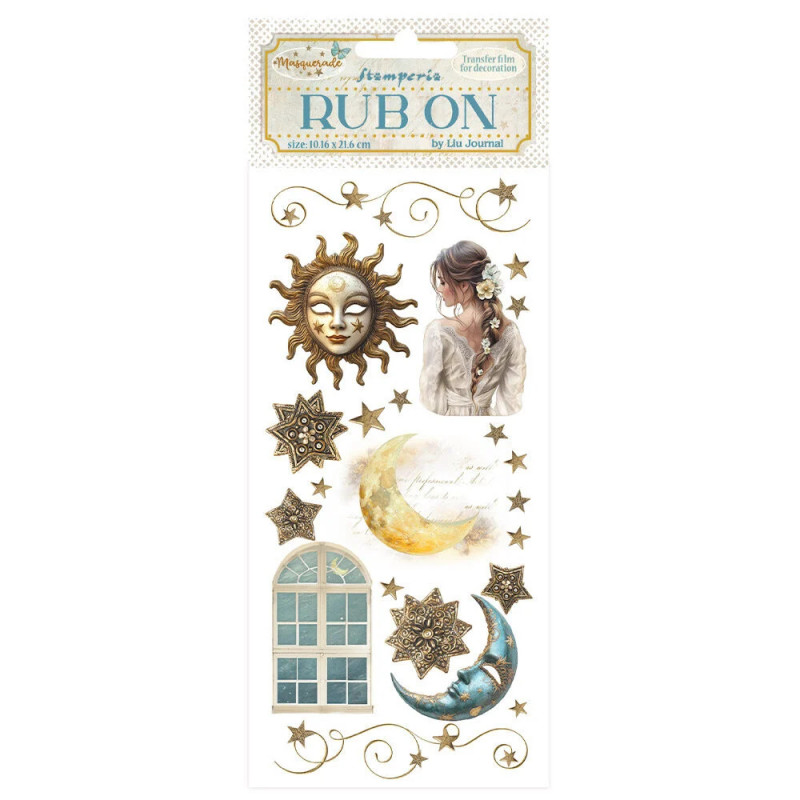 Stamperia - Rub-On - Masquerade - Sun And Moon - DFLRB136