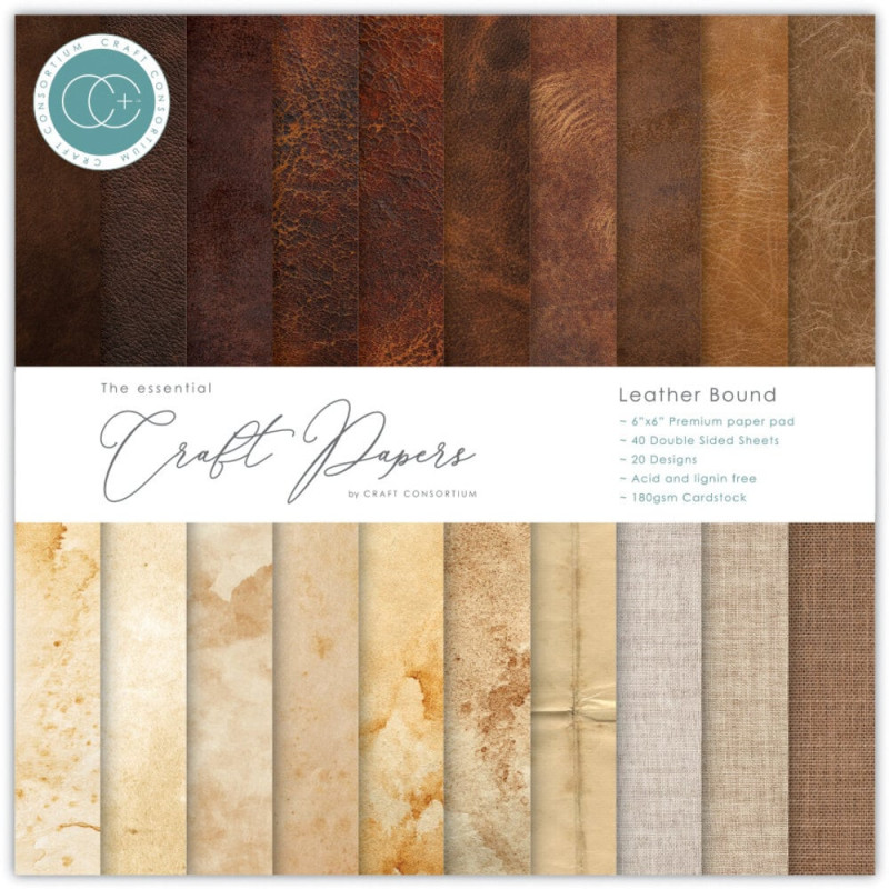 Craft Consortium - Papirblok 15x15 - Leather Bound - CCEPAD035B