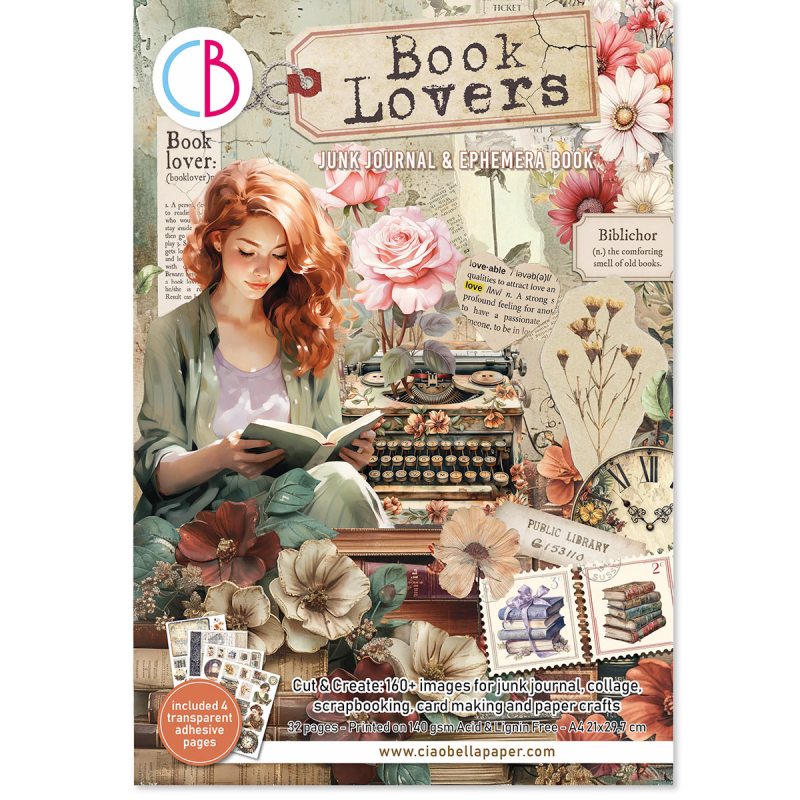 Ciao Bella - Junk Journal Ephemera Book A4 - Book Lovers