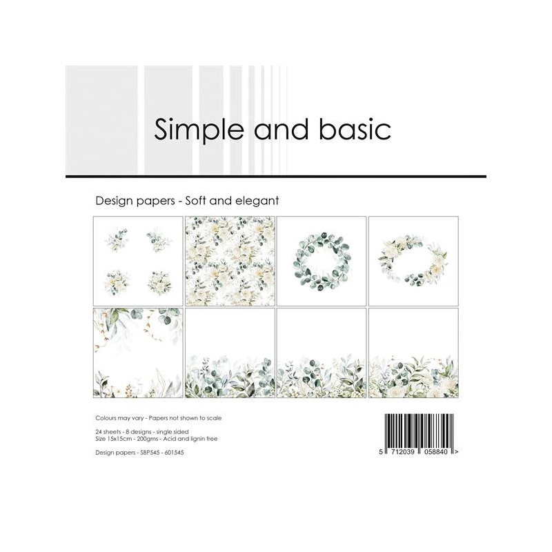 Simple And Basic - Papirpakke 15x15 - Soft And Elegant - SBP545