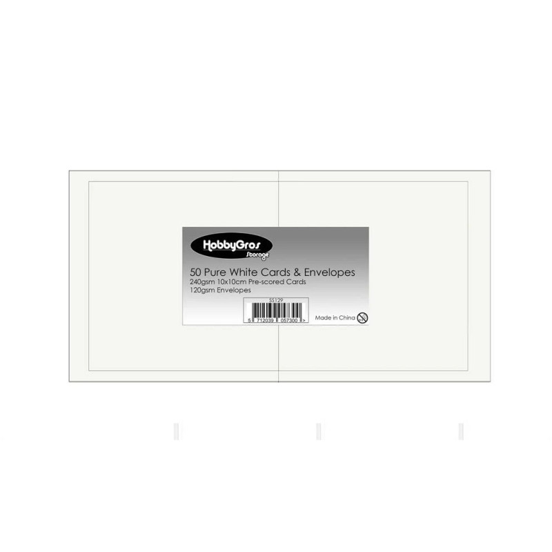 HobbyGros Storage - Kort/Kuverter 10x10cm - Pure White