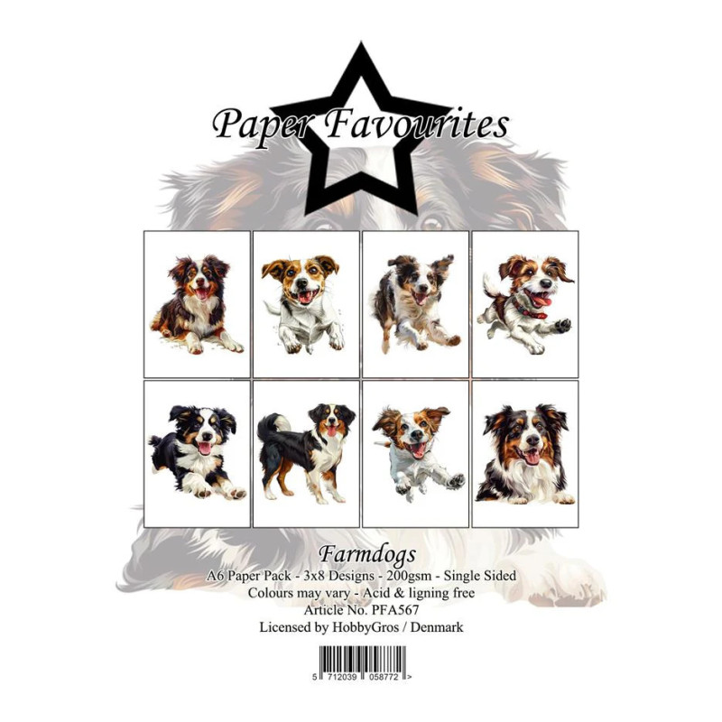 Paper Favourites - Papirpakke A6 - Farmdogs - PFA567