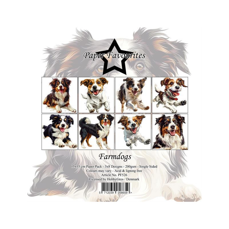Paper Favourites - Papirpakke 15x15 - Farmdogs - PF526