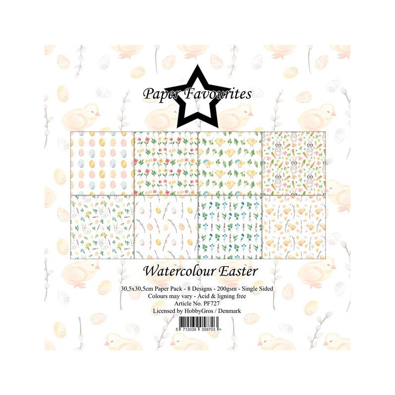 Paper Favourites - Papirpakke 30.5x30.5 - Watercolour Easter - PF727