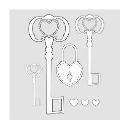 Design5 - Hjertenøgler + Lås - D500254D