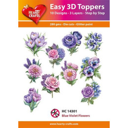 Easy 3D Toppers - Blue Violet Flowers