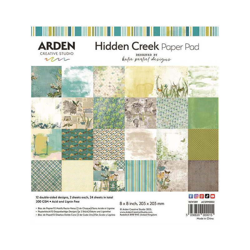 Arden Creative Studio - Papirblok 20x20 - Hidden Creek