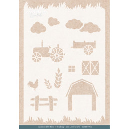 Card Deco Essentials - Stencil A5 - Farm Landscape