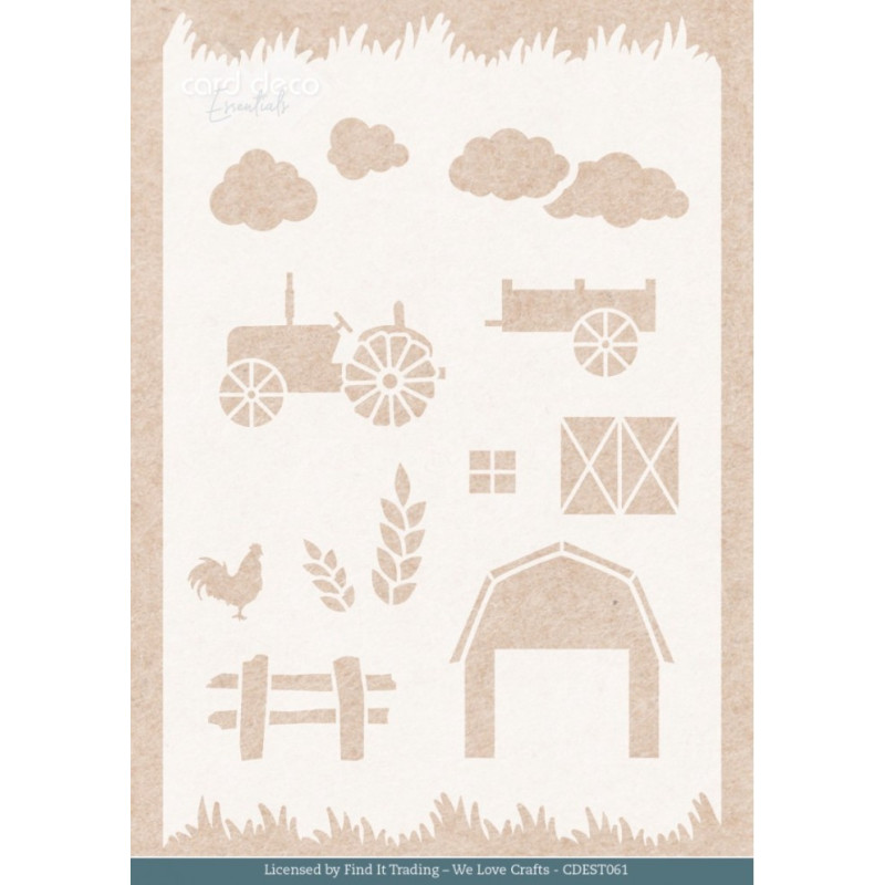 Card Deco Essentials - Stencil A5 - Farm Landscape