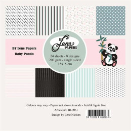 By Lene - Papirpakke 15x15 - Baby Panda - BLP061