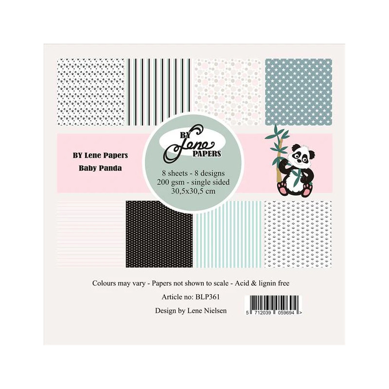 By Lene - Papirpakke 30x30 - Baby Panda - BLP361