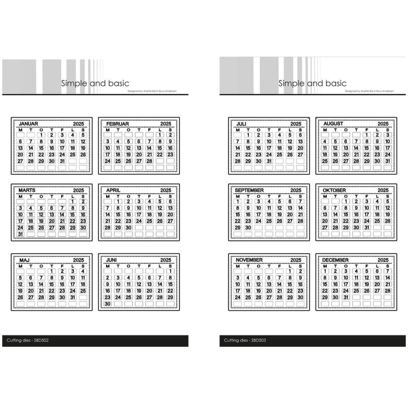 Simple And Basic - Calender Tabs 2025 Dansk - SBD502 og SBD503 Simple And Basic - Calender Tabs 2025 Dansk - SBD502 og SBD503