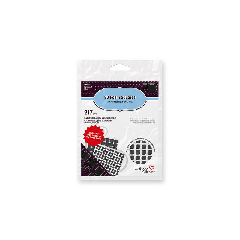 Scrapbook Adhesives - 3D Foam Squares Thin Black Mix