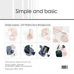 Simple And Basic - Papirpakke 30.5x30.5 - Soft Watercolour Backgrounds - SBP747