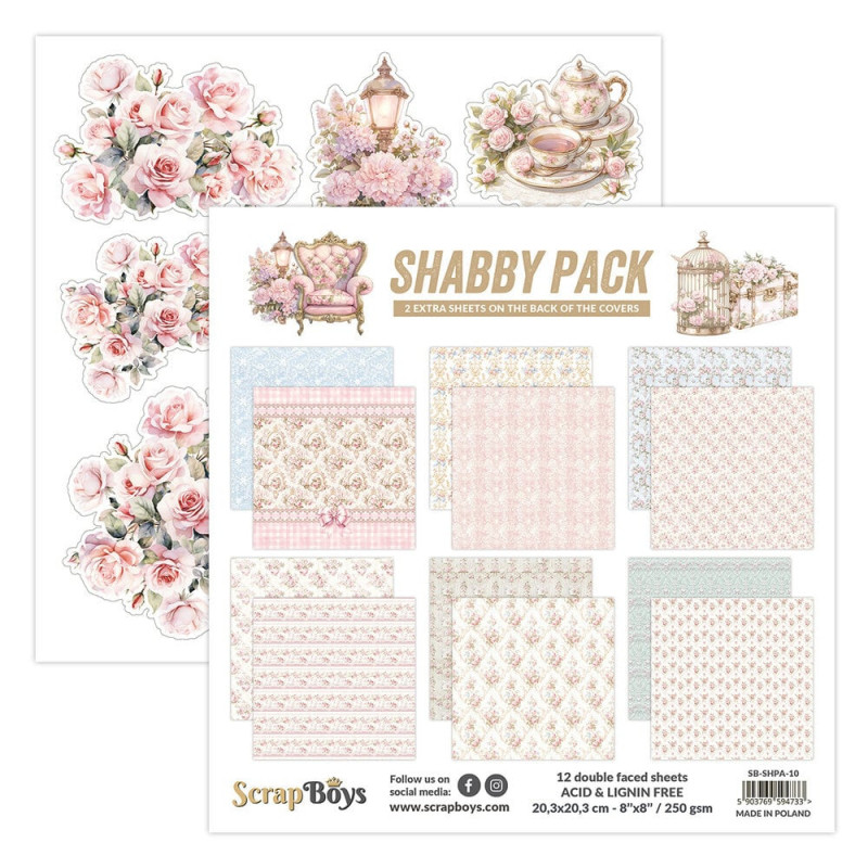 ScrapBoys - Papirblok 20x20 - Shabby Pack