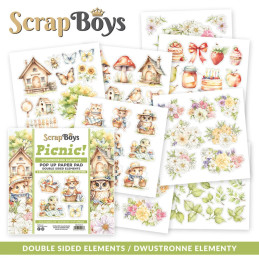 ScrapBoys - Pop Up Paper Pad - Double Sided Elements - Picnic!