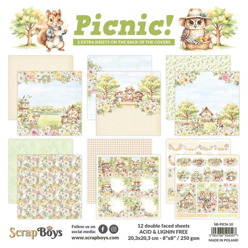 ScrapBoys - Papirblok 20x20 - Picnic!